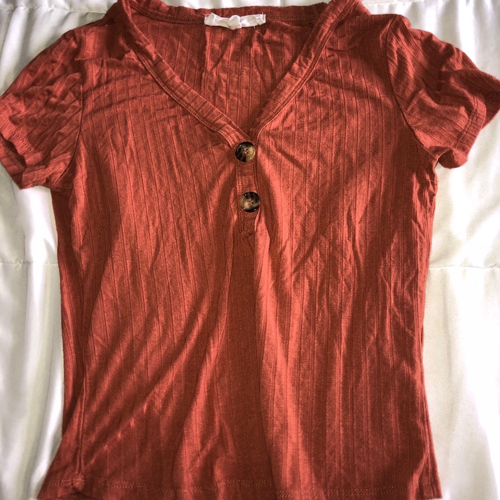 Burnt orange button down shirt